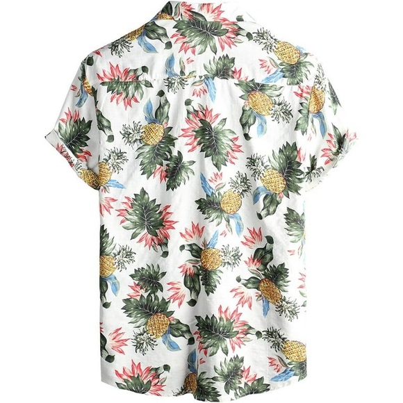 (A11) Coofandy pineapple Short Sleeve Button Down Beach Shirt, Size Large, NWT - Picture 5 of 6